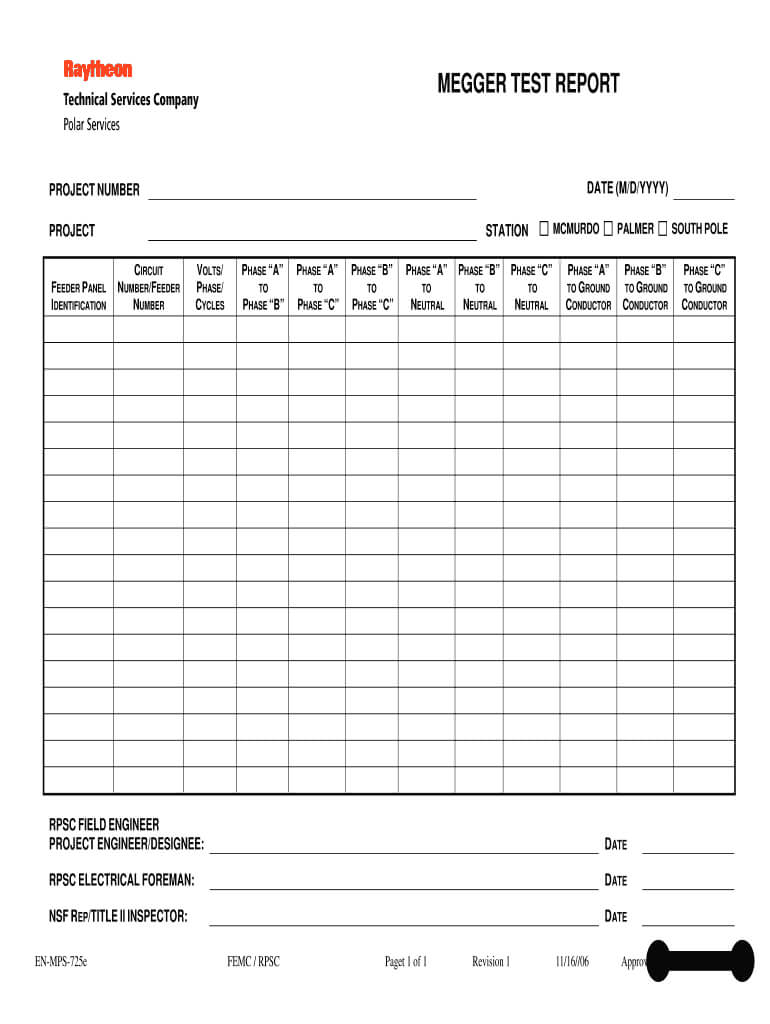 Meggaer Test Report Form Download – Fill Online, Printable For Megger Test Report Template