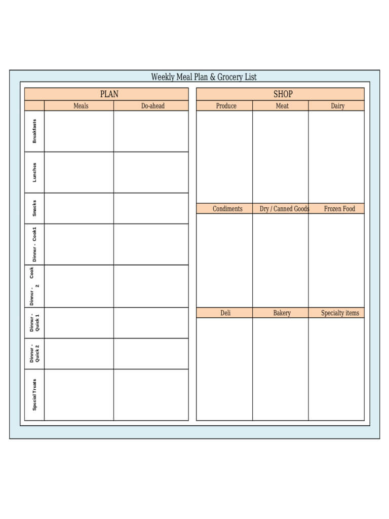 Menu Planner Template – 5 Free Templates In Pdf, Word, Excel For Meal Plan Template Word