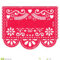 Mexican Papel Picado Template Design – Traditional Red For Blank Sugar Skull Template