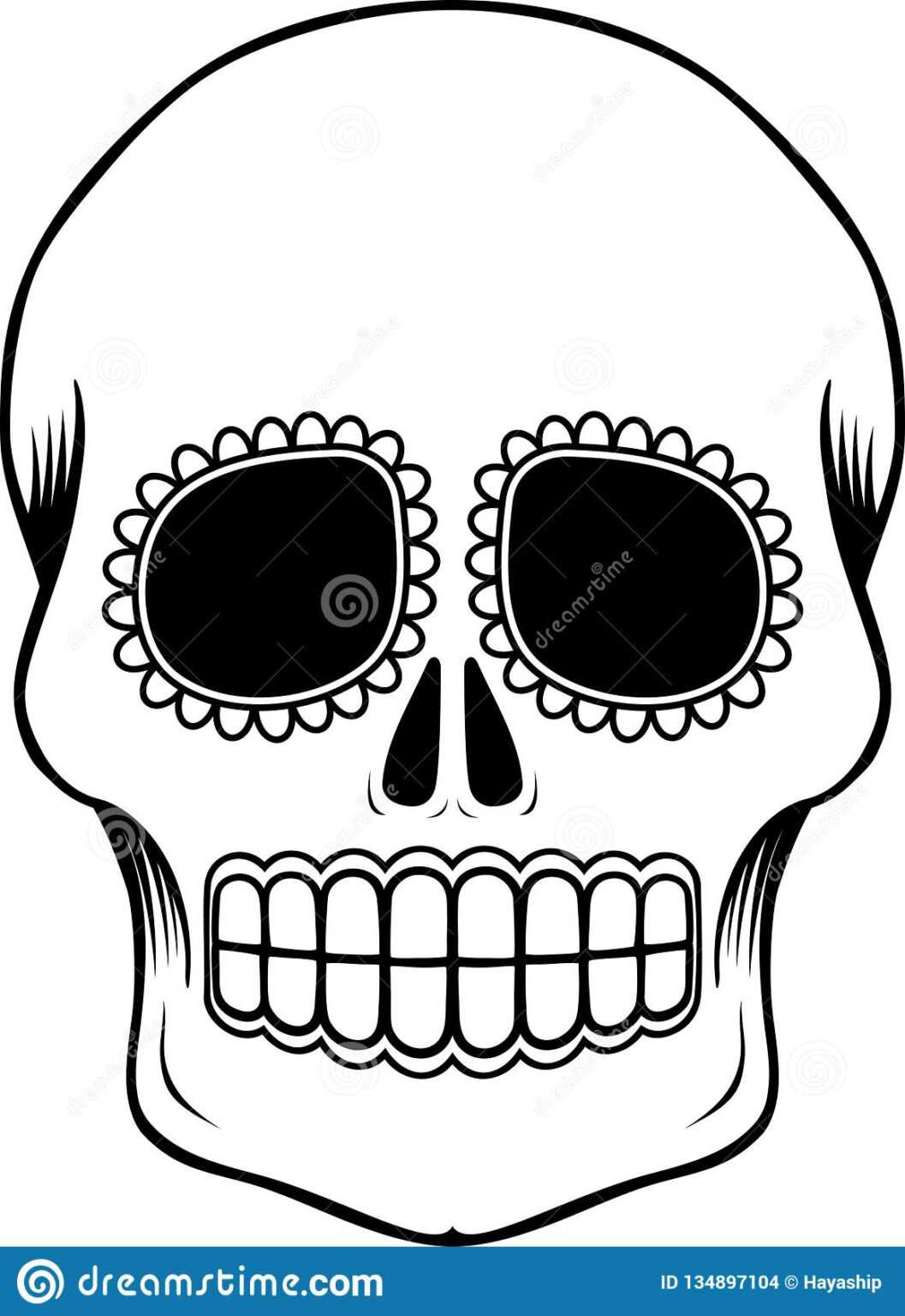 Mexican Sugar Skull Template Stock Vector Illustration Of With Blank 
