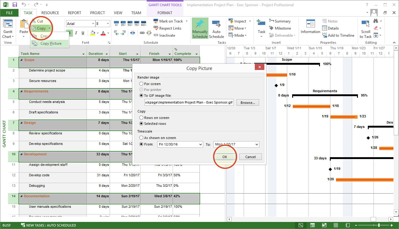 Microsoft Project Gantt Chart Tutorial + Template + Export Throughout Ms Project 2013 Report Templates