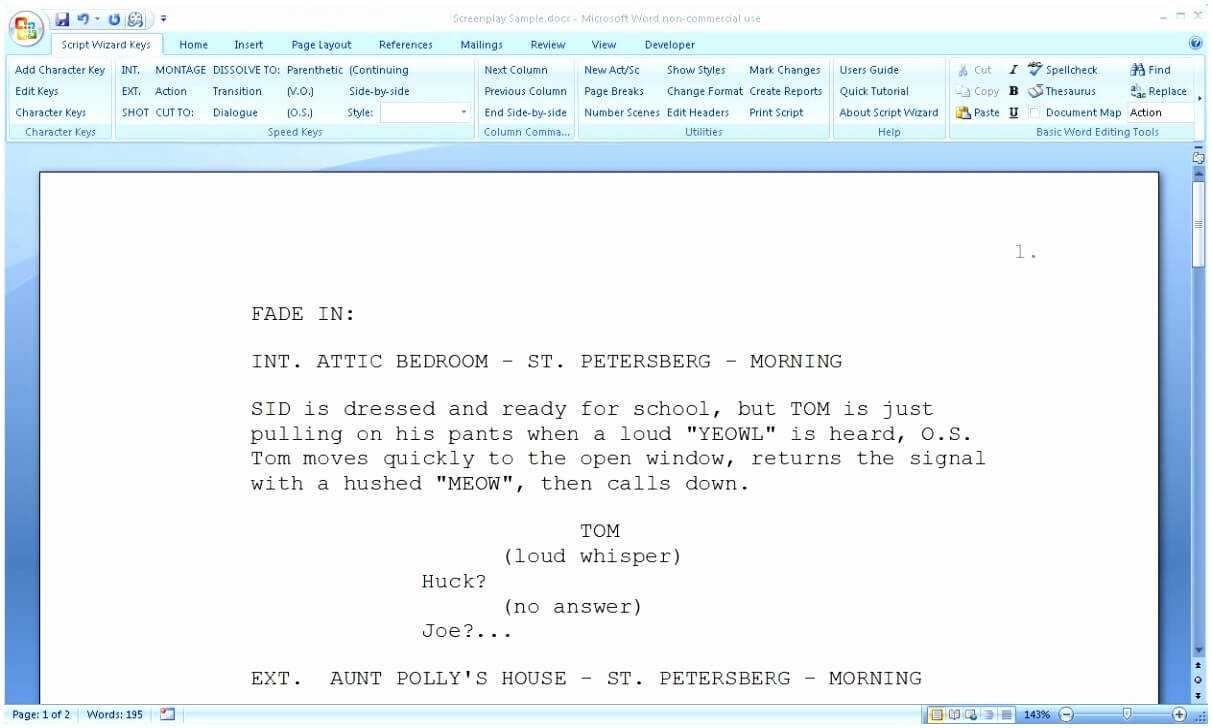 Microsoft Word Screenplay Template With Regard To Microsoft Word Screenplay Template