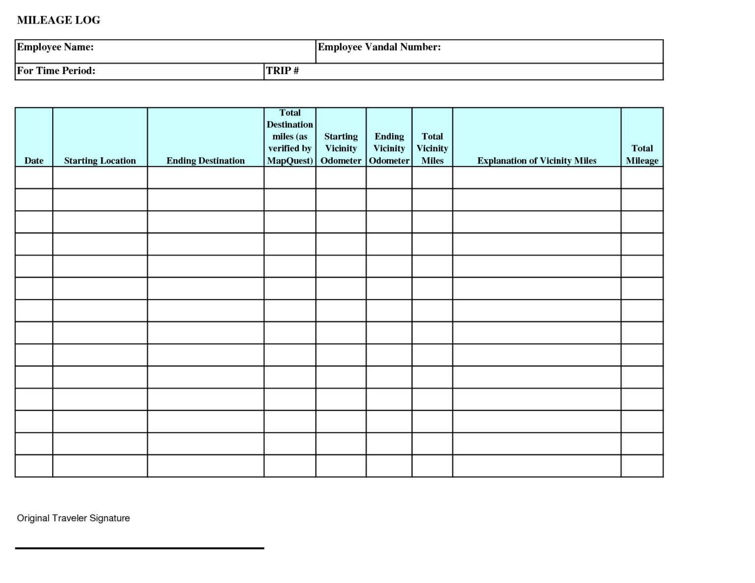 Mileage Log Templates | 16+ Free Printable Word, Pdf & Excel regarding ...