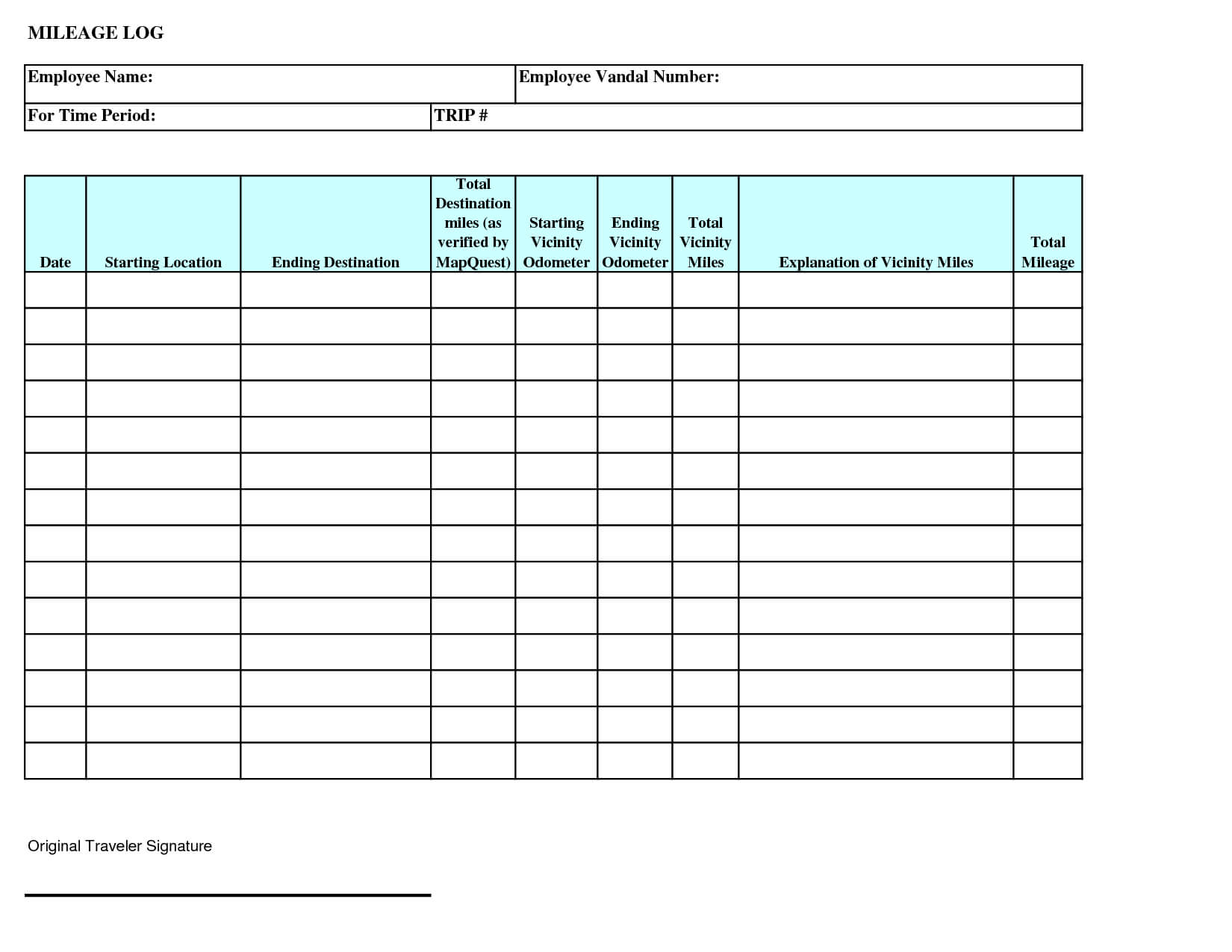 Mileage Log Templates | 16+ Free Printable Word, Pdf & Excel Regarding Mileage Report Template