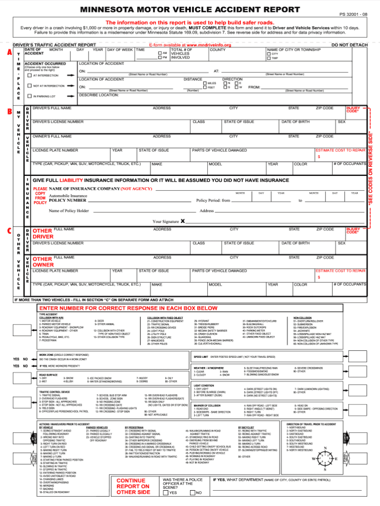 Mn Crash Report – Fill Online, Printable, Fillable, Blank Throughout
