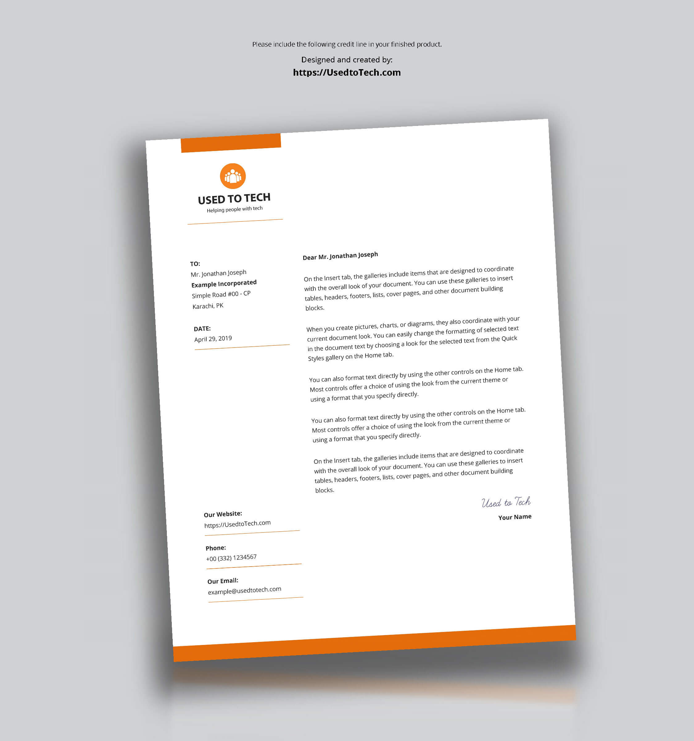 Modern Letterhead Template In Microsoft Word Free – Used To Tech Throughout Word Stationery Template Free