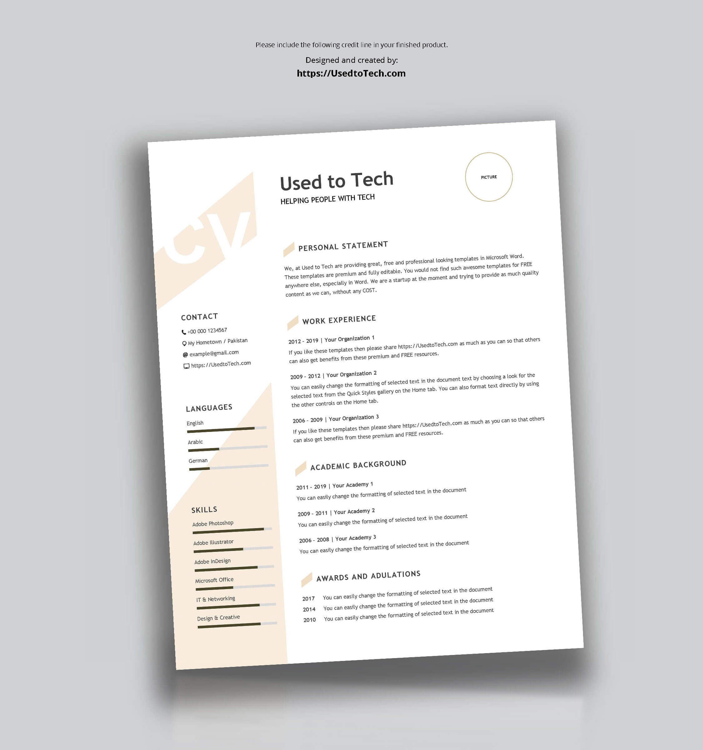 Modern Resume Template In Word Free - Used To Tech Intended For How To Get A Resume Template On Word