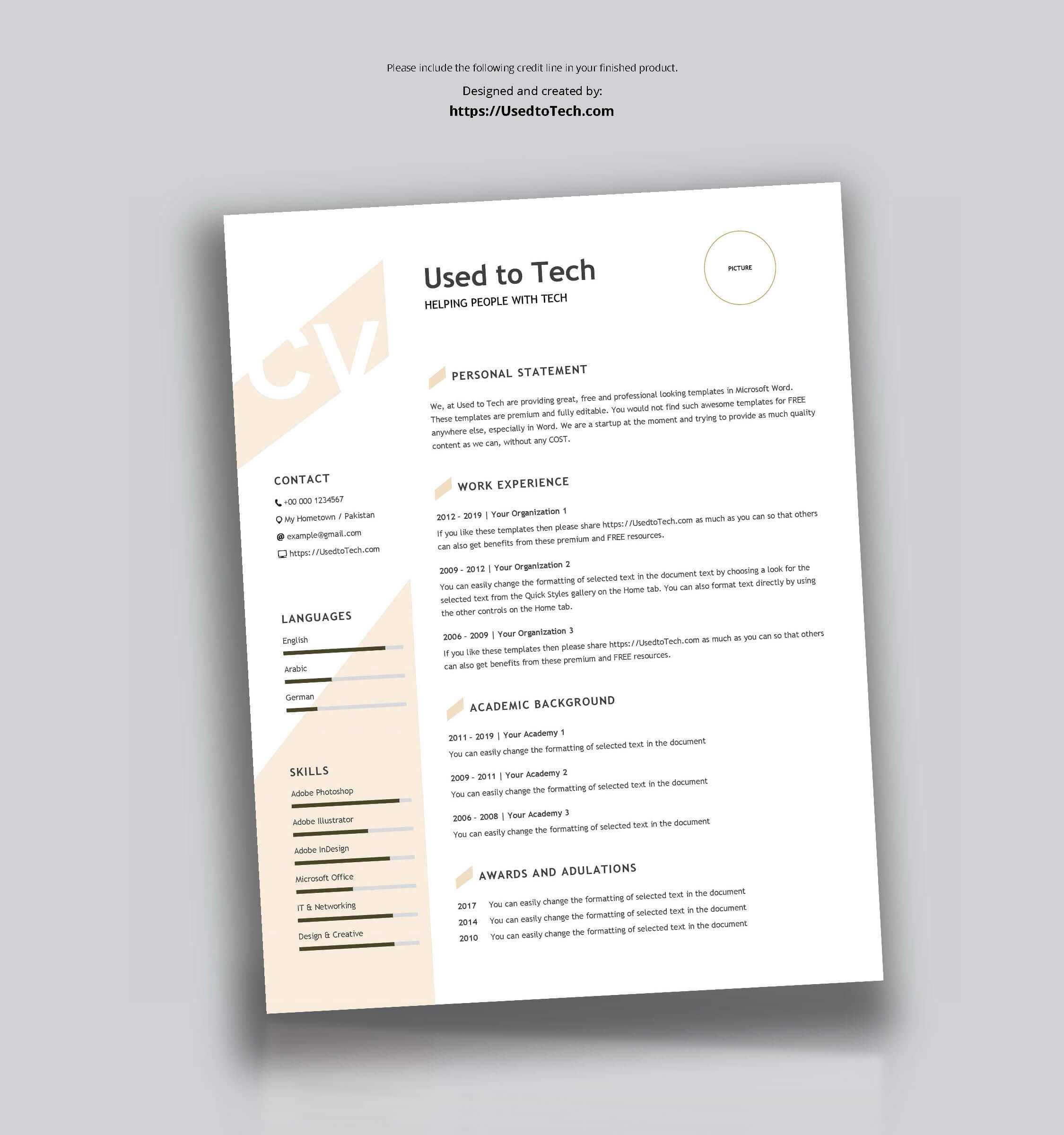 Modern Resume Template In Word Free - Used To Tech Intended For How To Get A Resume Template On Word