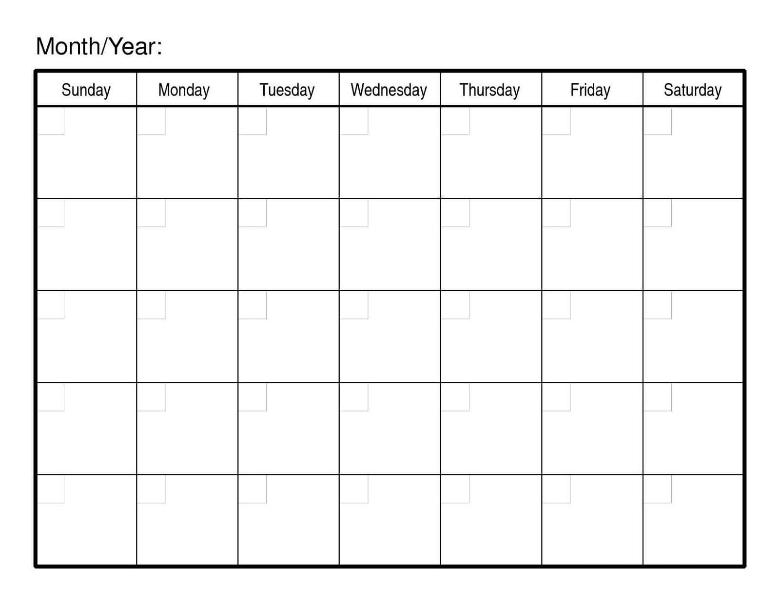 Month At A Glance Calendar Printable Blank Downloadable For Month At A Glance Blank Calendar Template