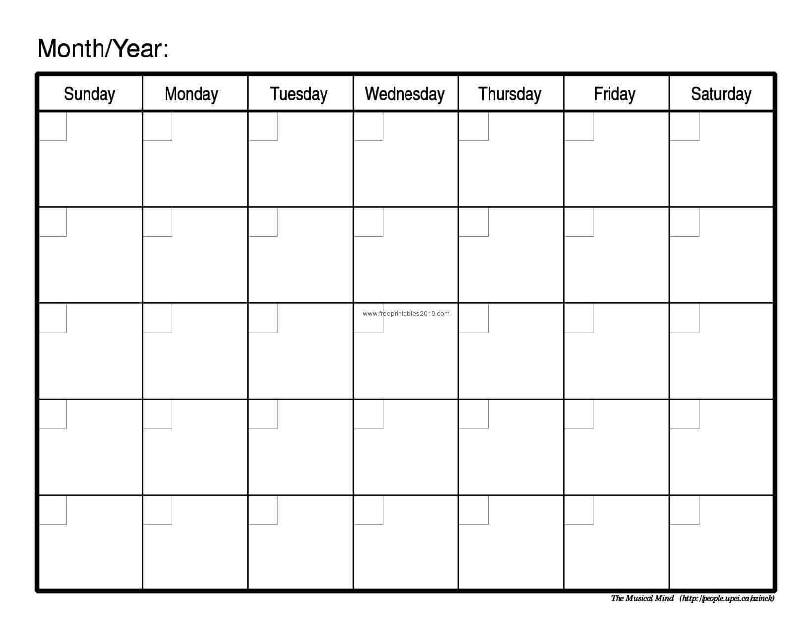 Month Templates – Tunu.redmini.co Pertaining To Blank Activity Calendar Template