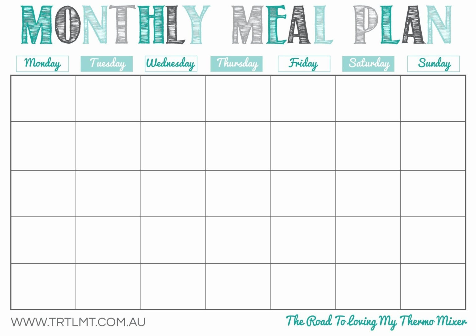 monthly meal planner template free printable