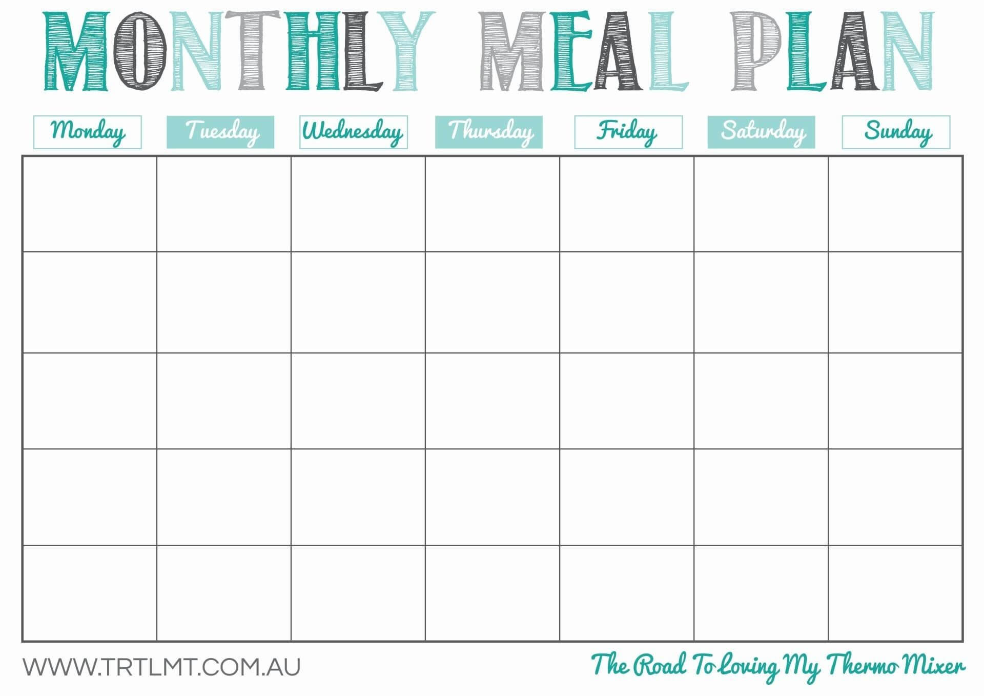 Monthly Meal Plan Printable | Template Business Psd, Excel Intended For Meal Plan Template Word