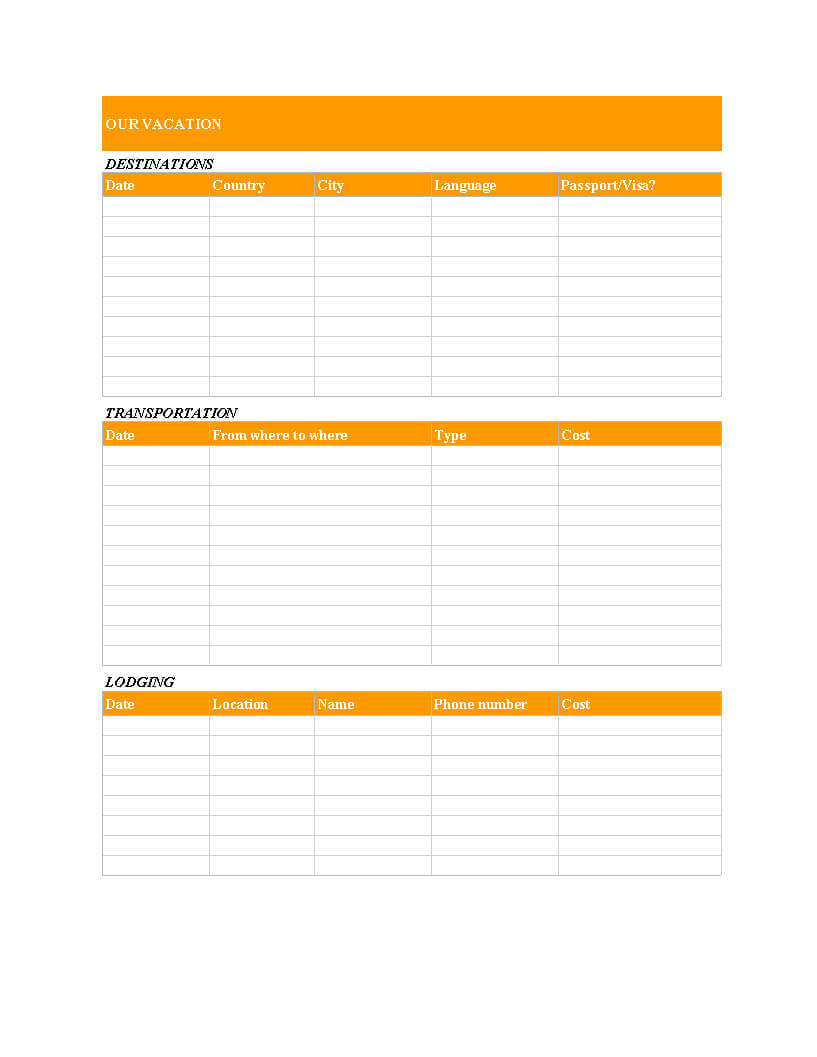 Multi Country Travel Itinerary | Templates At Regarding Blank Trip Itinerary Template