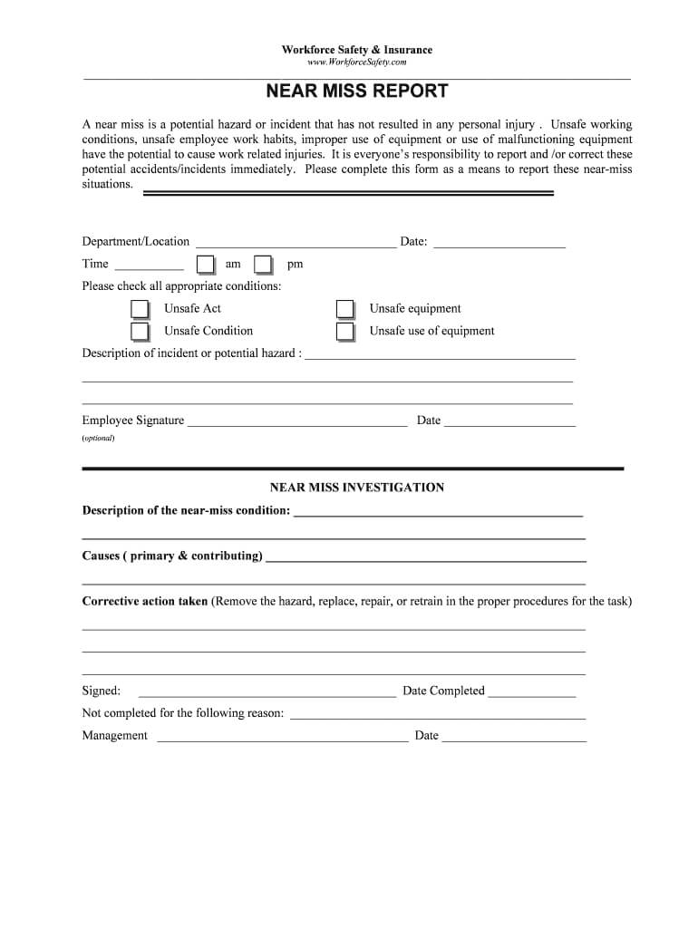 Near Miss Reporting Form – Fill Online, Printable, Fillable Regarding Medication Incident Report Form Template