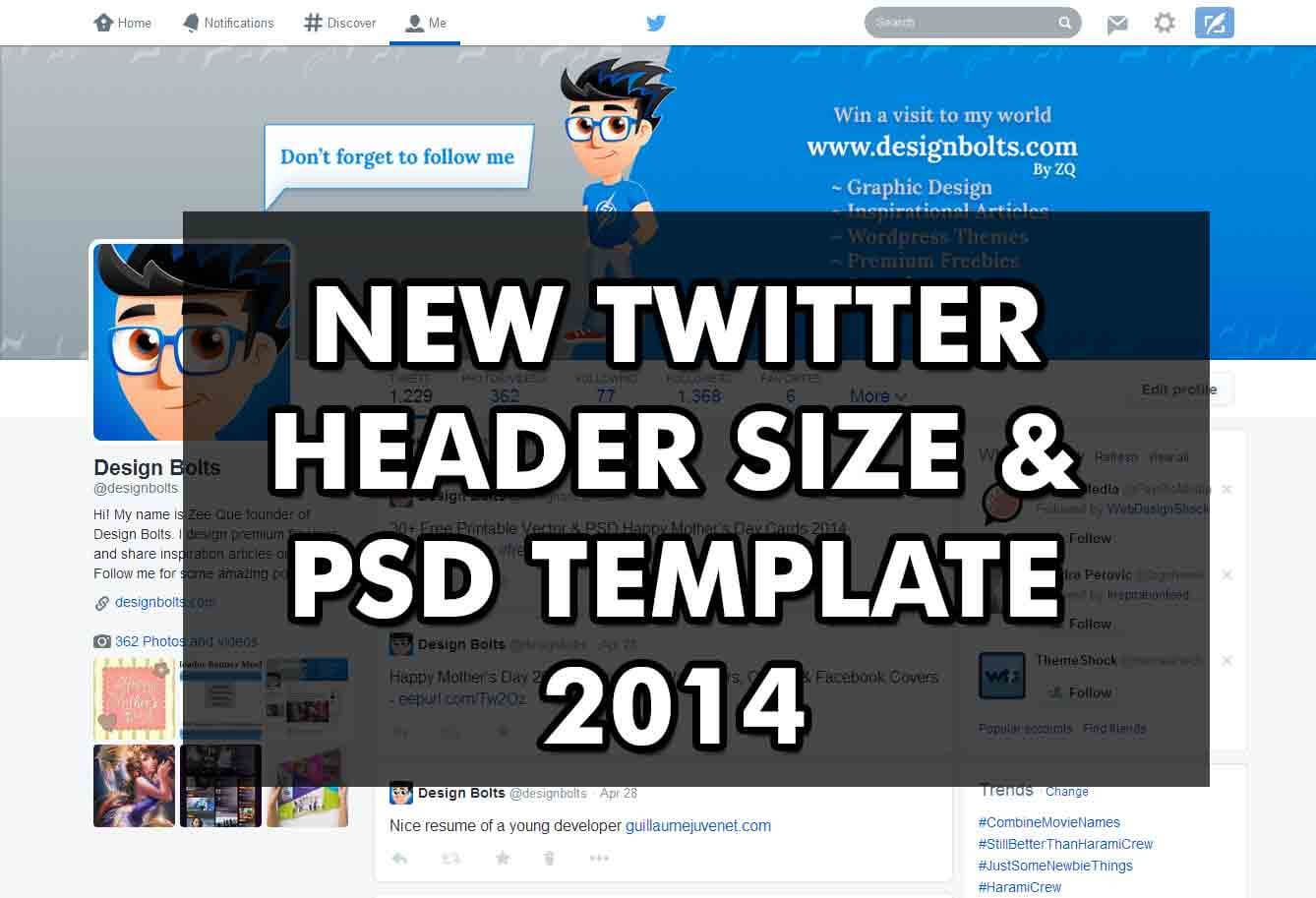 New Twitter Header Banner Size & Free Psd Mockup Template 2014 Pertaining To Twitter Banner Template Psd