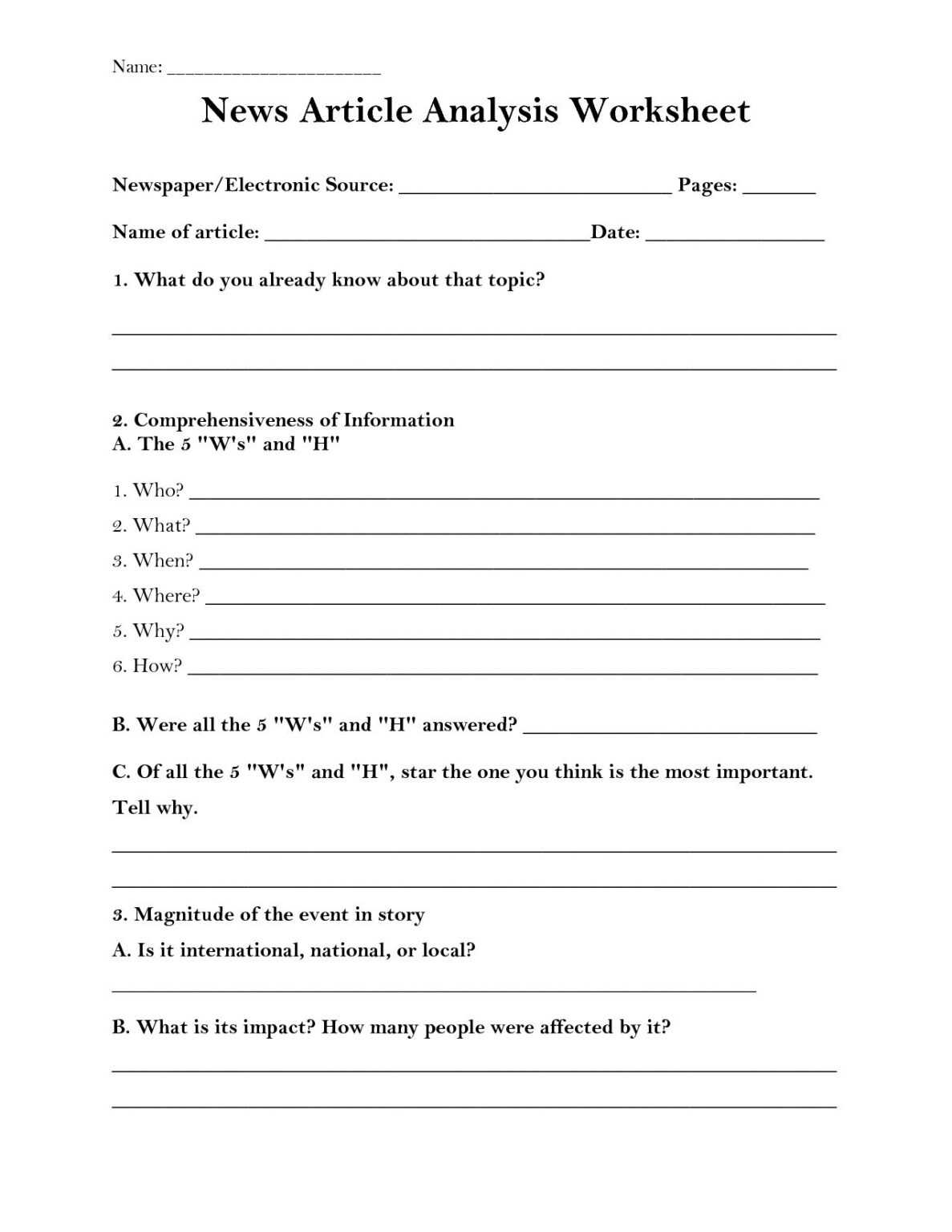 Sample news report outline picture