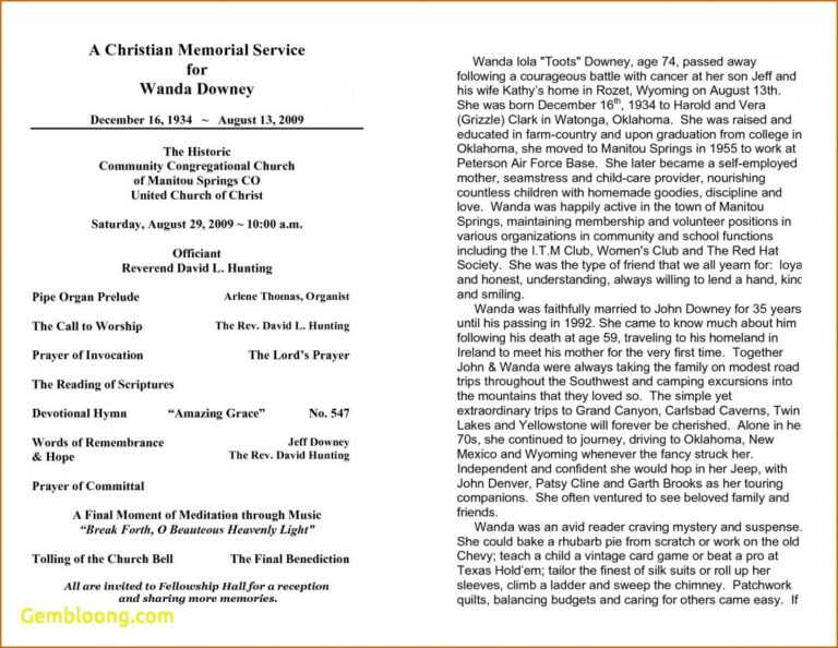 obituary sample form