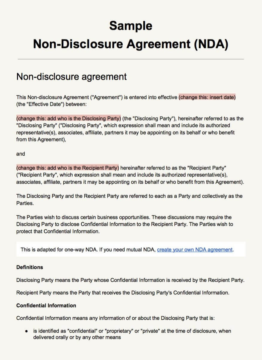 Non Disclosure Agreement Pdf Lovely Non Disclosure Agreement With Nda Template Word Document