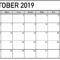 October 2019 Calendar Printable Word Template – Latest Within Blank Calander Template