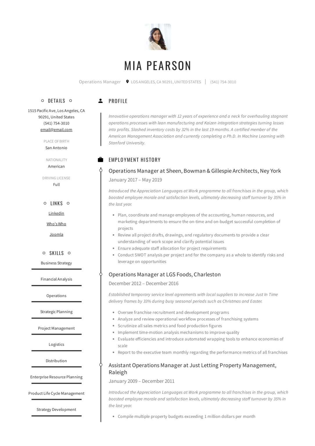 Operations Manager Resume & Writing Guide | +12 Examples | Pdf ...