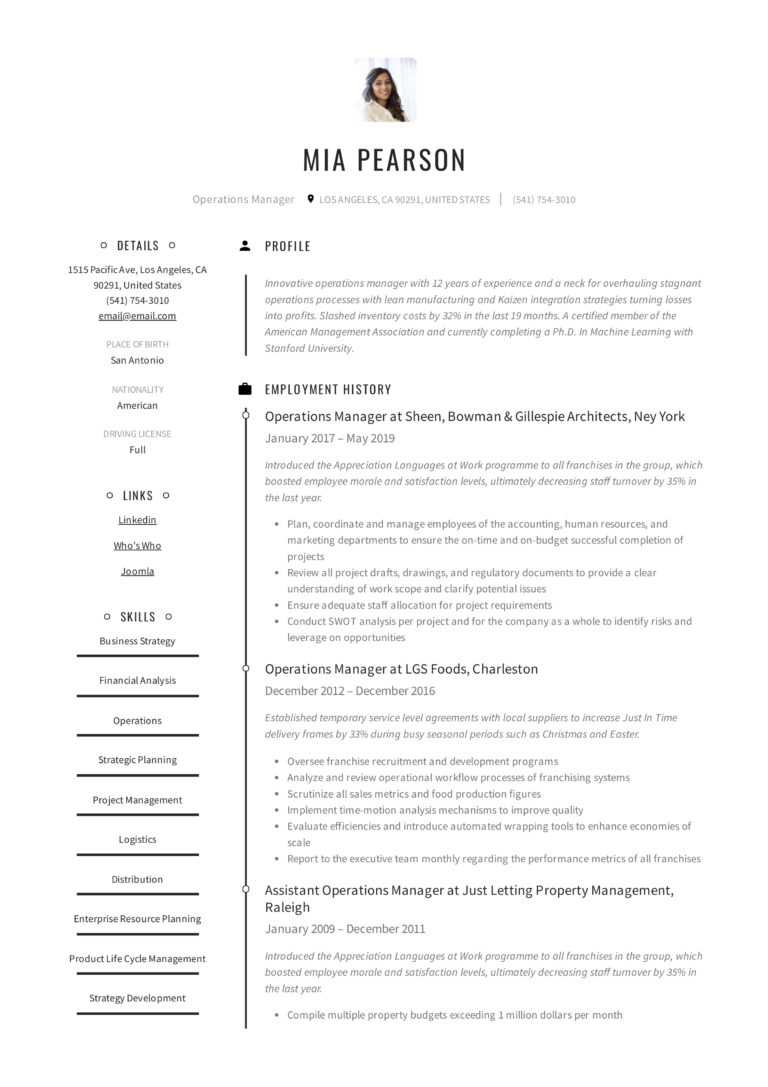 Operations Manager Report Template