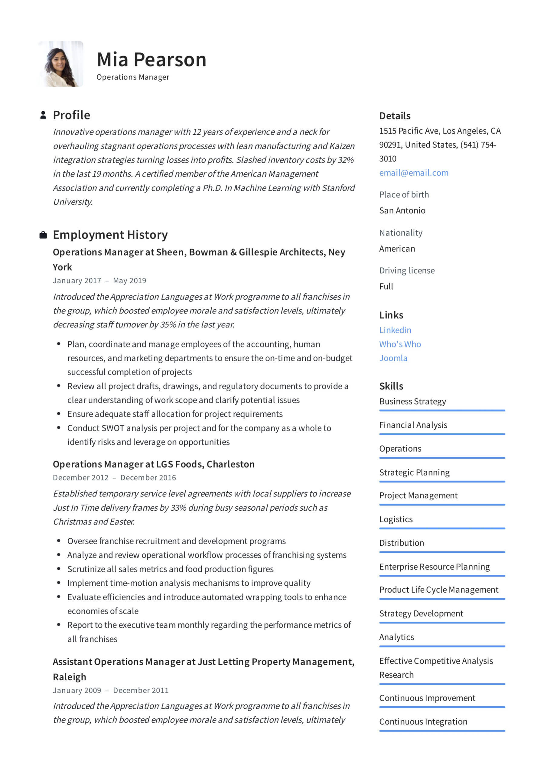 Operations Manager Resume & Writing Guide | +12 Examples | Pdf | Regarding Operations Manager Report Template