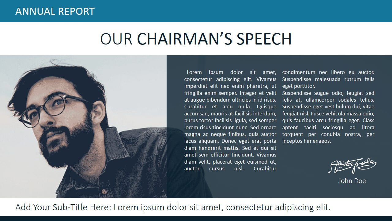 Our Chairman Message Powerpoint Template – Slidemodel In Chairman's Annual Report Template