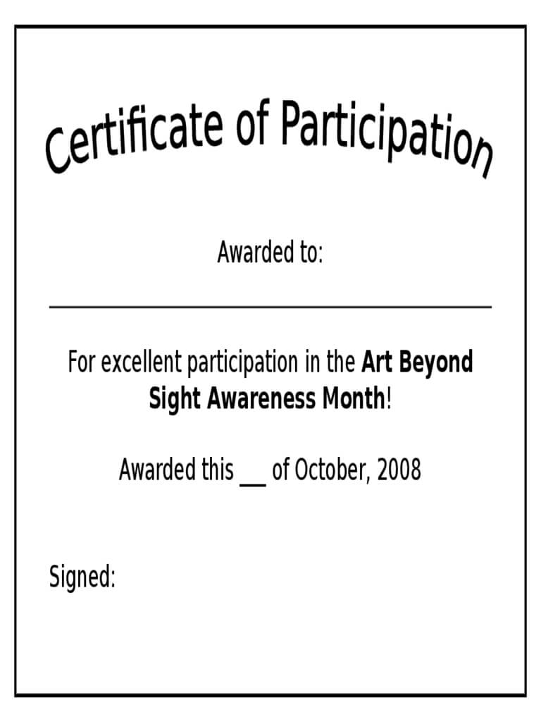 Participation Certificate – 6 Free Templates In Pdf, Word Throughout Certificate Of Participation Template Word