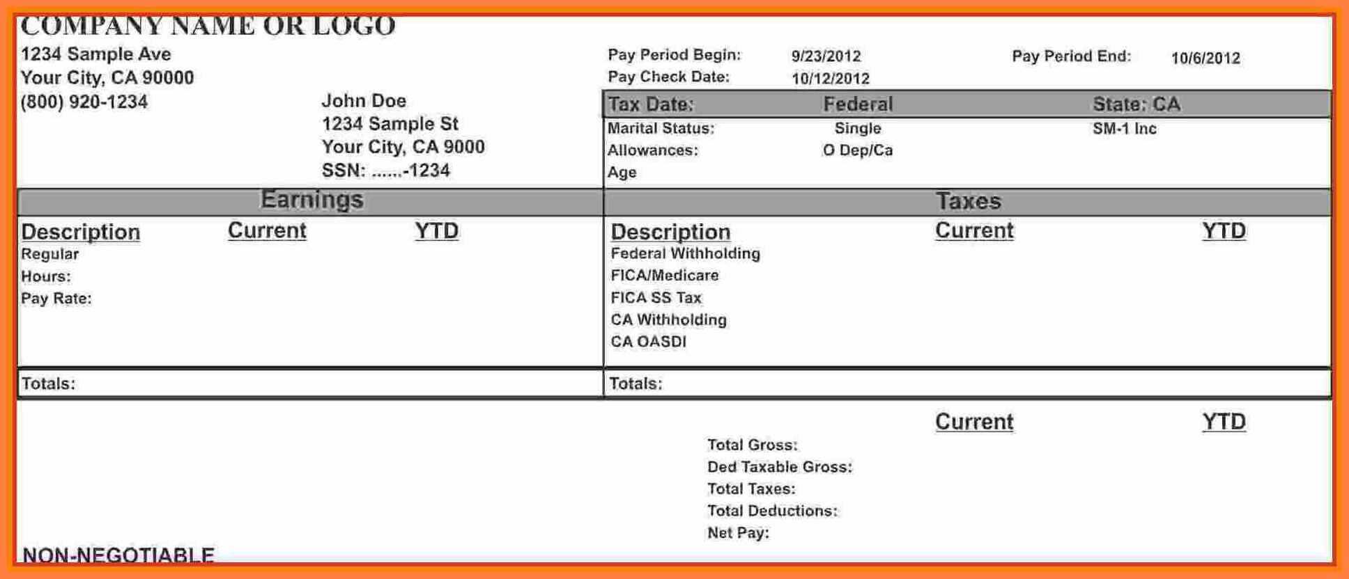 intuit pay stub template