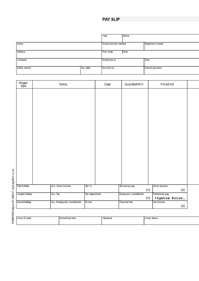 Payslip Template | Templates At Allbusinesstemplates Pertaining To Blank Payslip Template