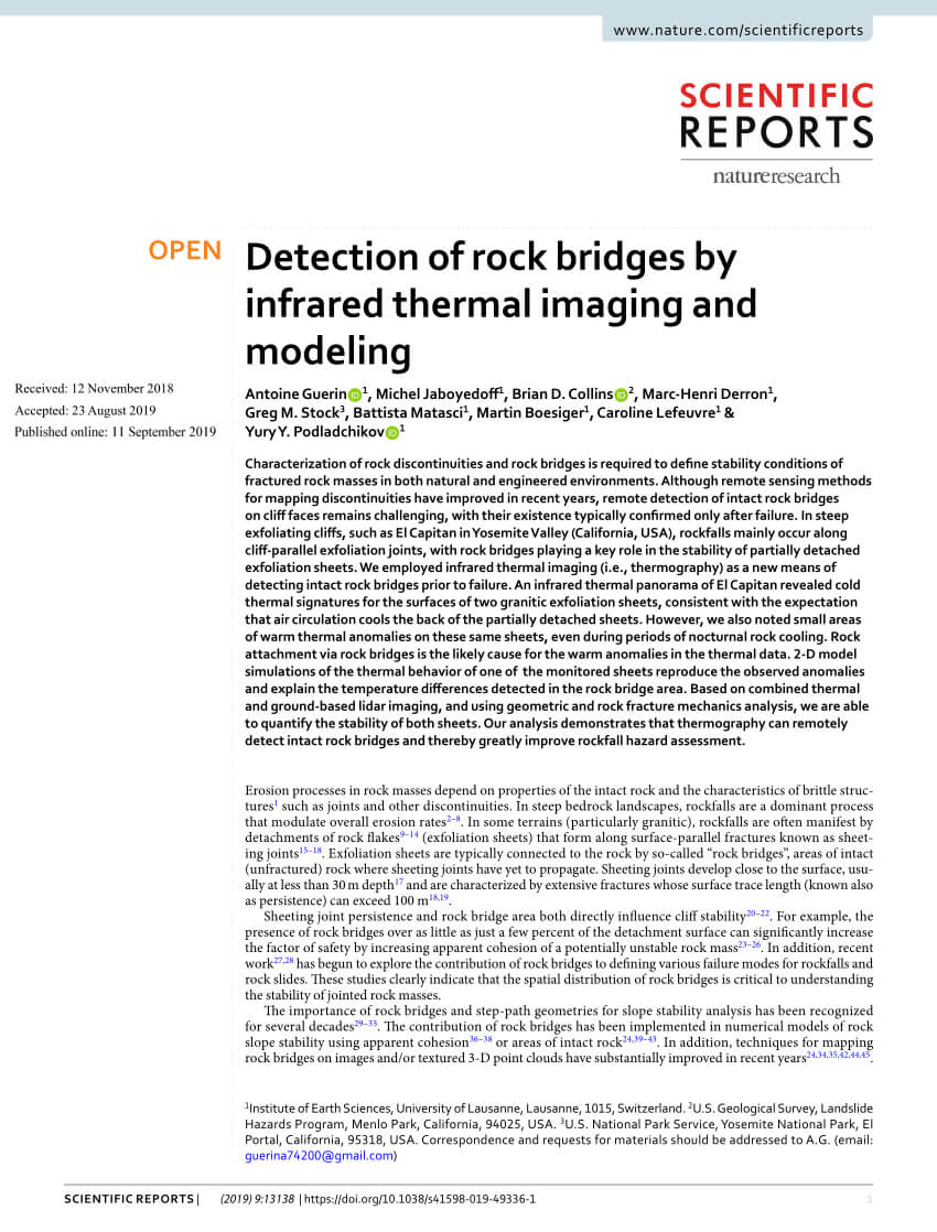 Pdf) Detection Of Rock Bridgesinfrared Thermal Imaging In Thermal Imaging Report Template
