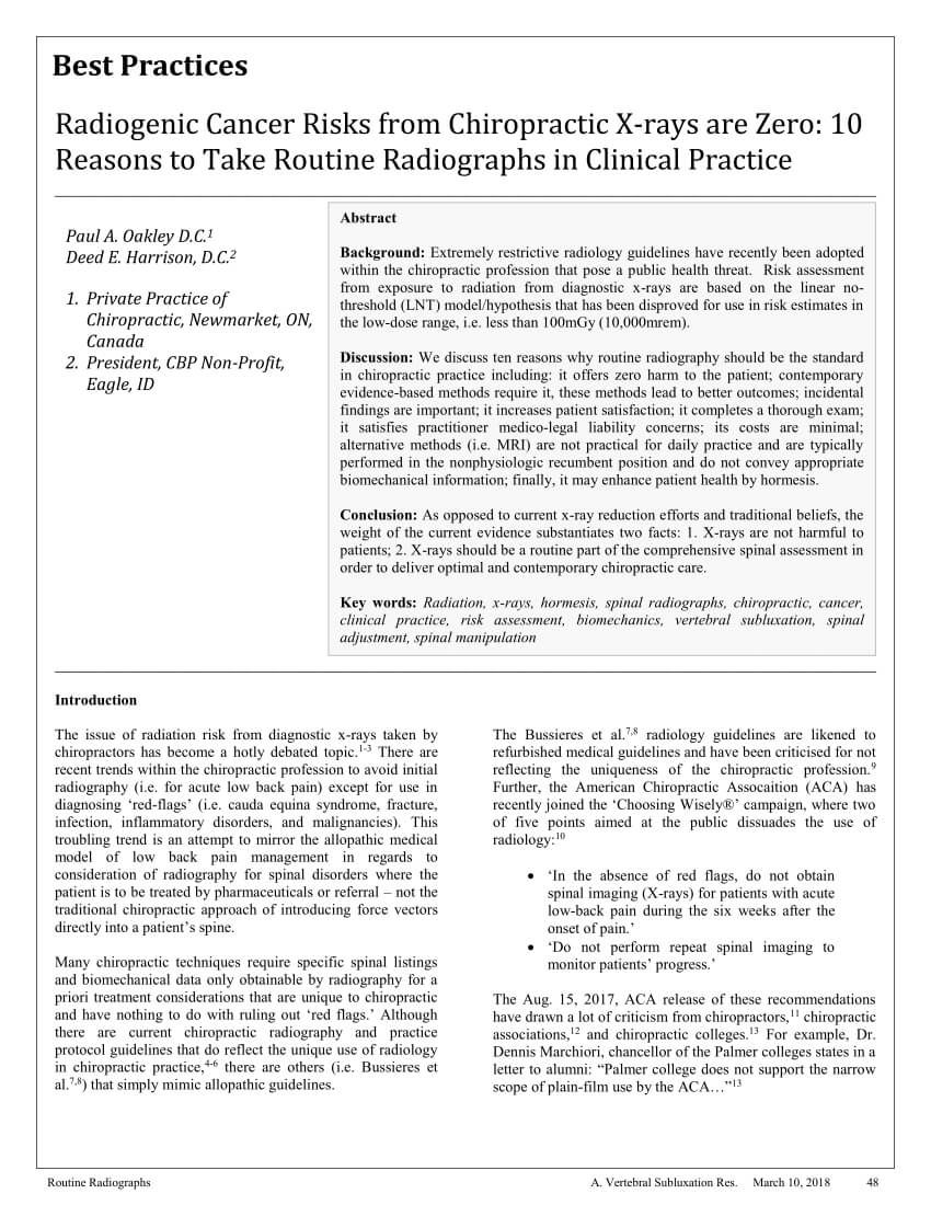Pdf) Radiogenic Cancer Risks From Chiropractic X Rays Are Within Chiropractic X Ray Report Template