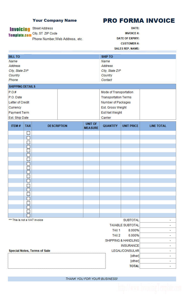 Performa Format – Colona.rsd7 Within Free Proforma Invoice Template Word