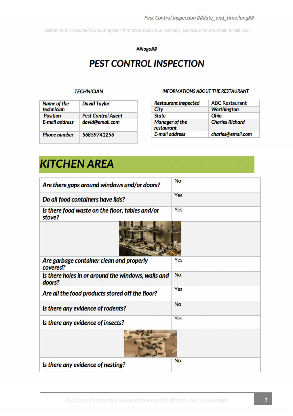 Pest Control Inspection With Kizeo Forms From Your Cellphone Throughout Pest Control Report Template