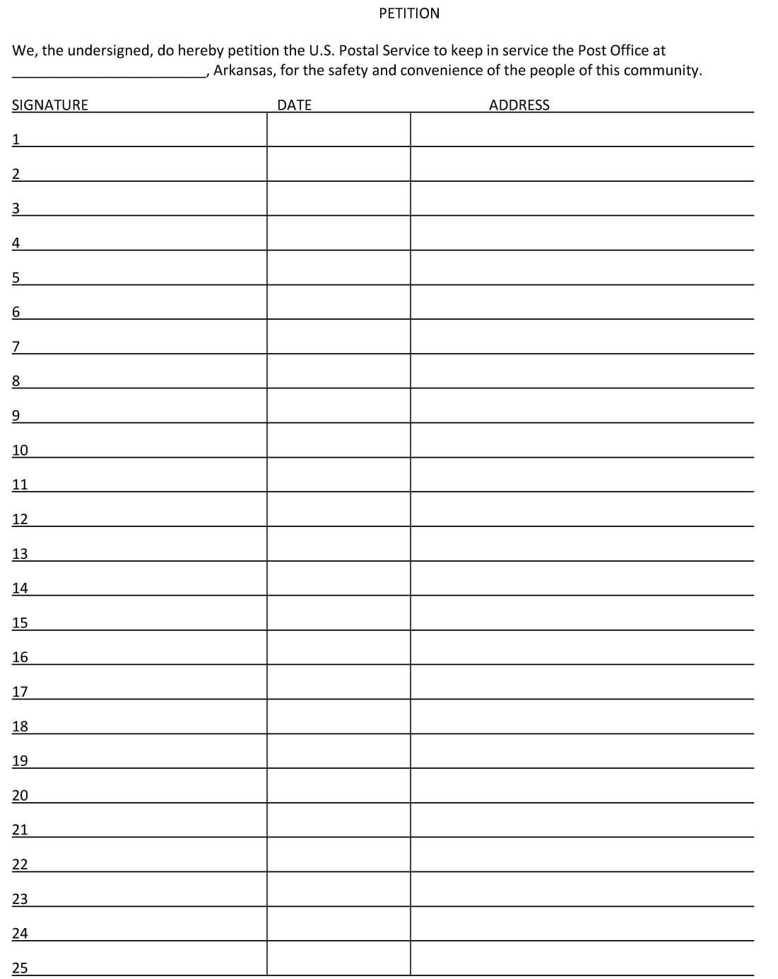 Petition Template | Write A Petition Throughout Blank Petition Template