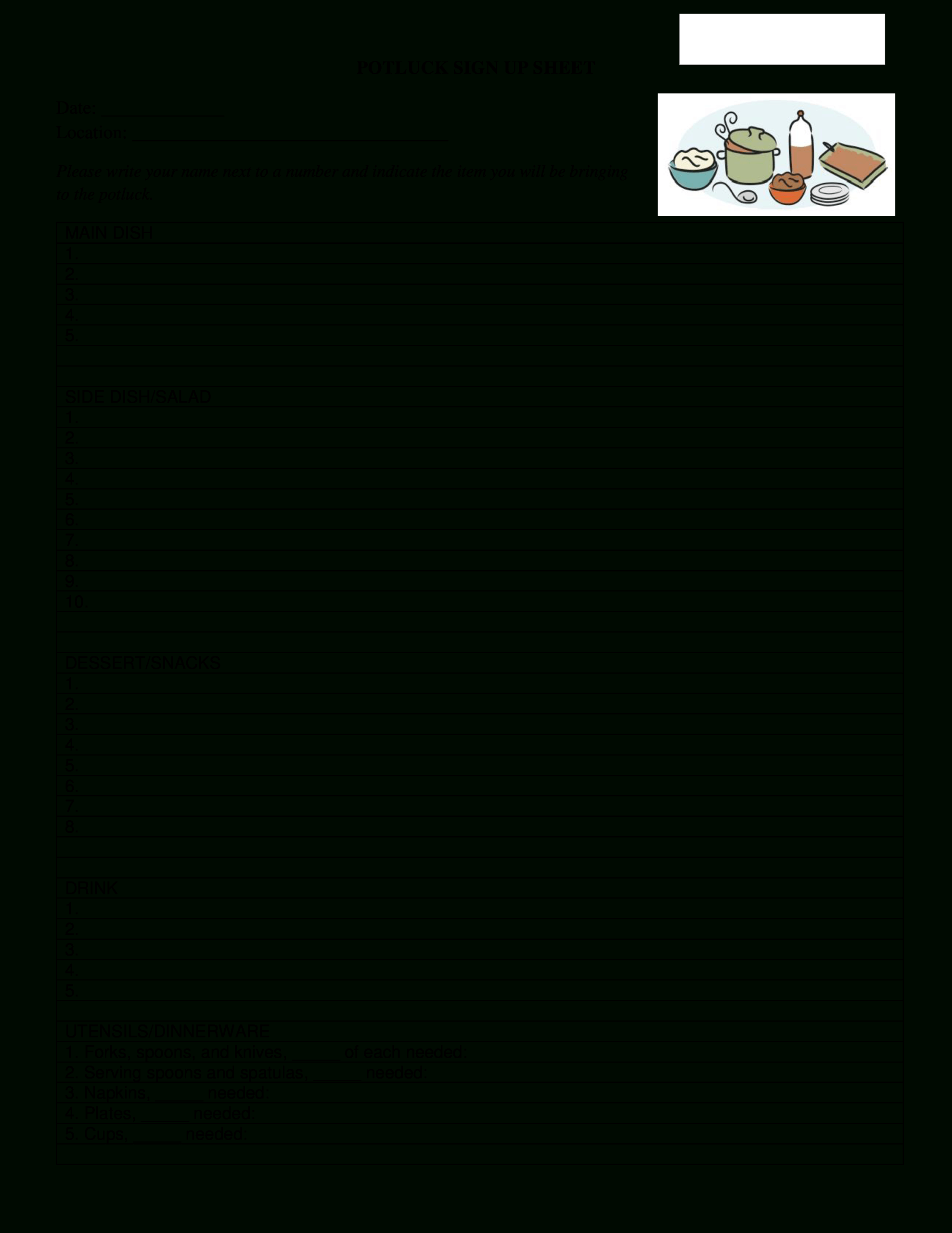 Potluck Sign Up Sheet Sample | Templates At Intended For Potluck Signup Sheet Template Word