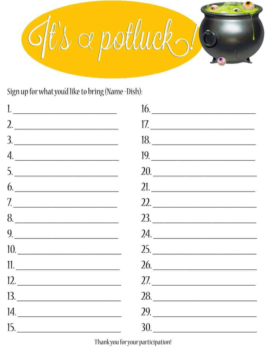 Potluck Sign Up Sheets – Word Excel Fomats Within Potluck Signup Sheet Template Word