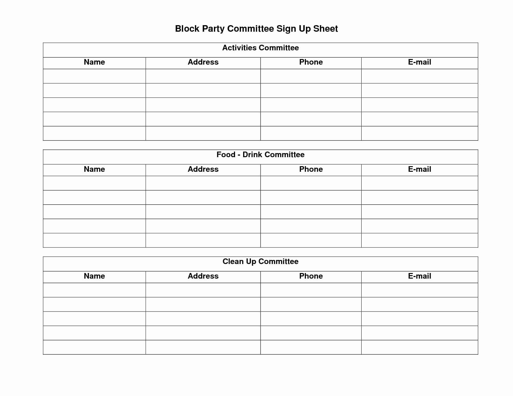 Potluck Spreadsheet Template Inside Potluck Signup Sheet Template Word