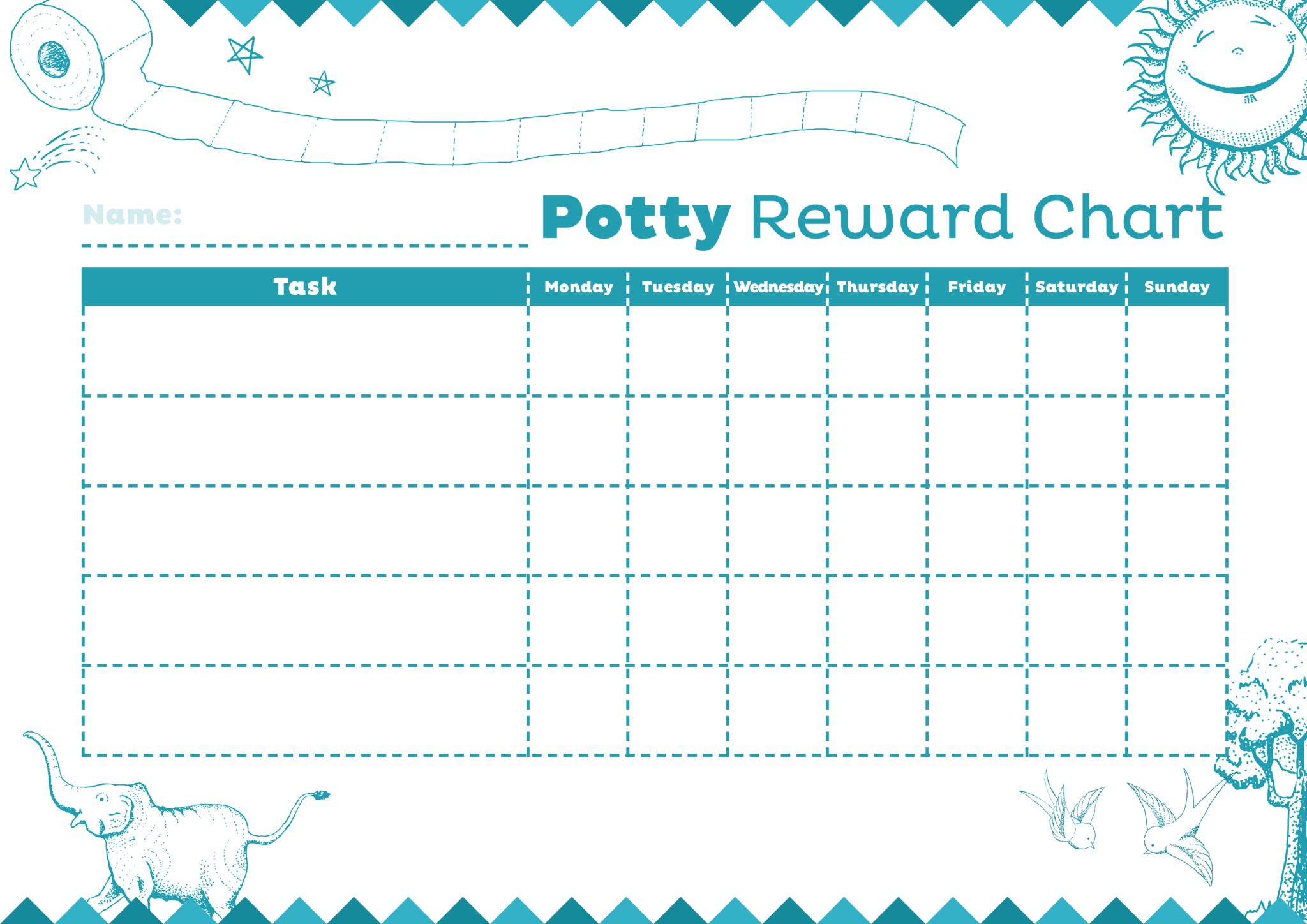 Potty Reward Charts Template Activity Shelter Inside Blank Reward 