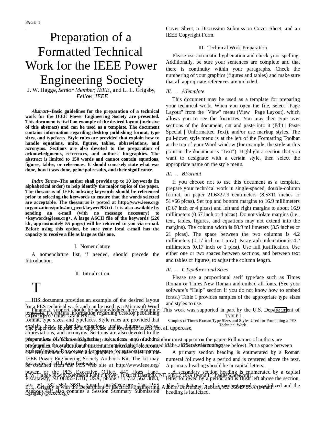 Preparation Of A Formatted Technical Work For The Ieee Power With Ieee Template Word 2007