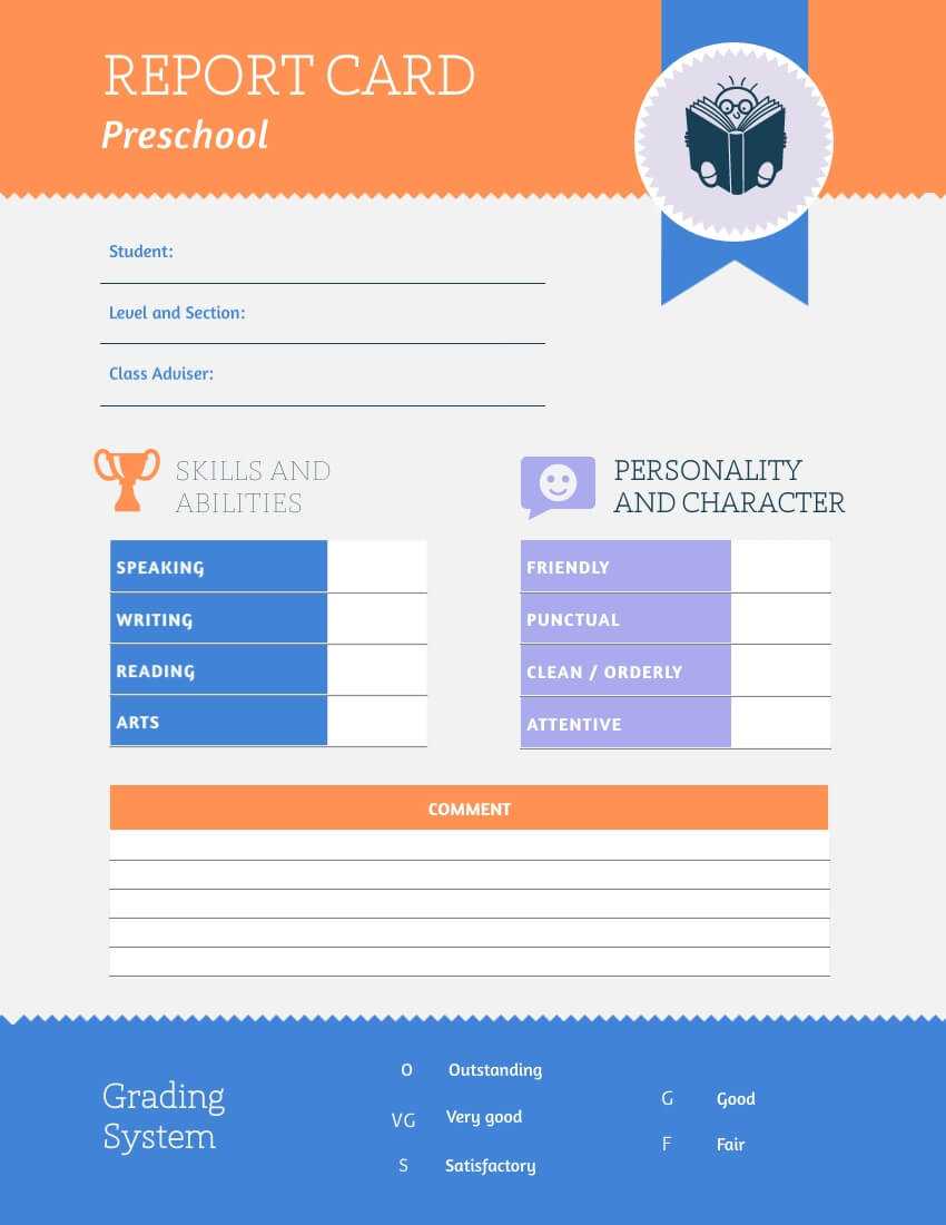 Preschool Report Card Template - Visme With Regard To Kindergarten Report Card Template