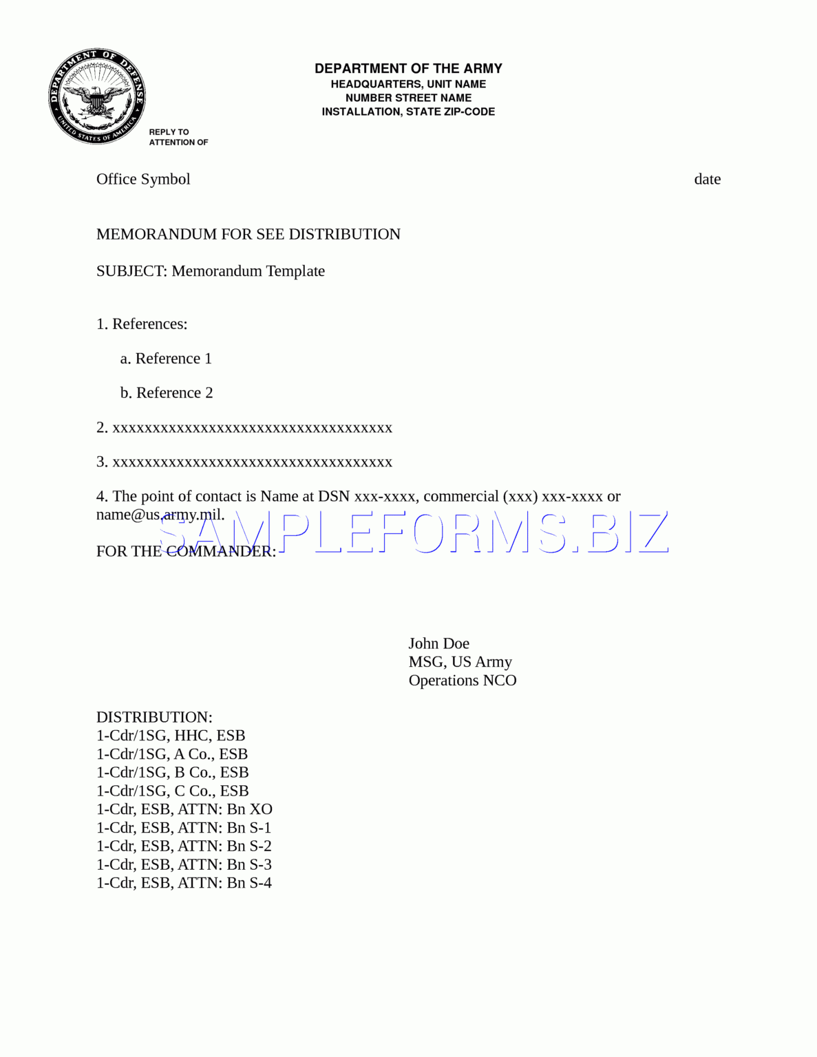 Memorandum Of Agreement Template Army