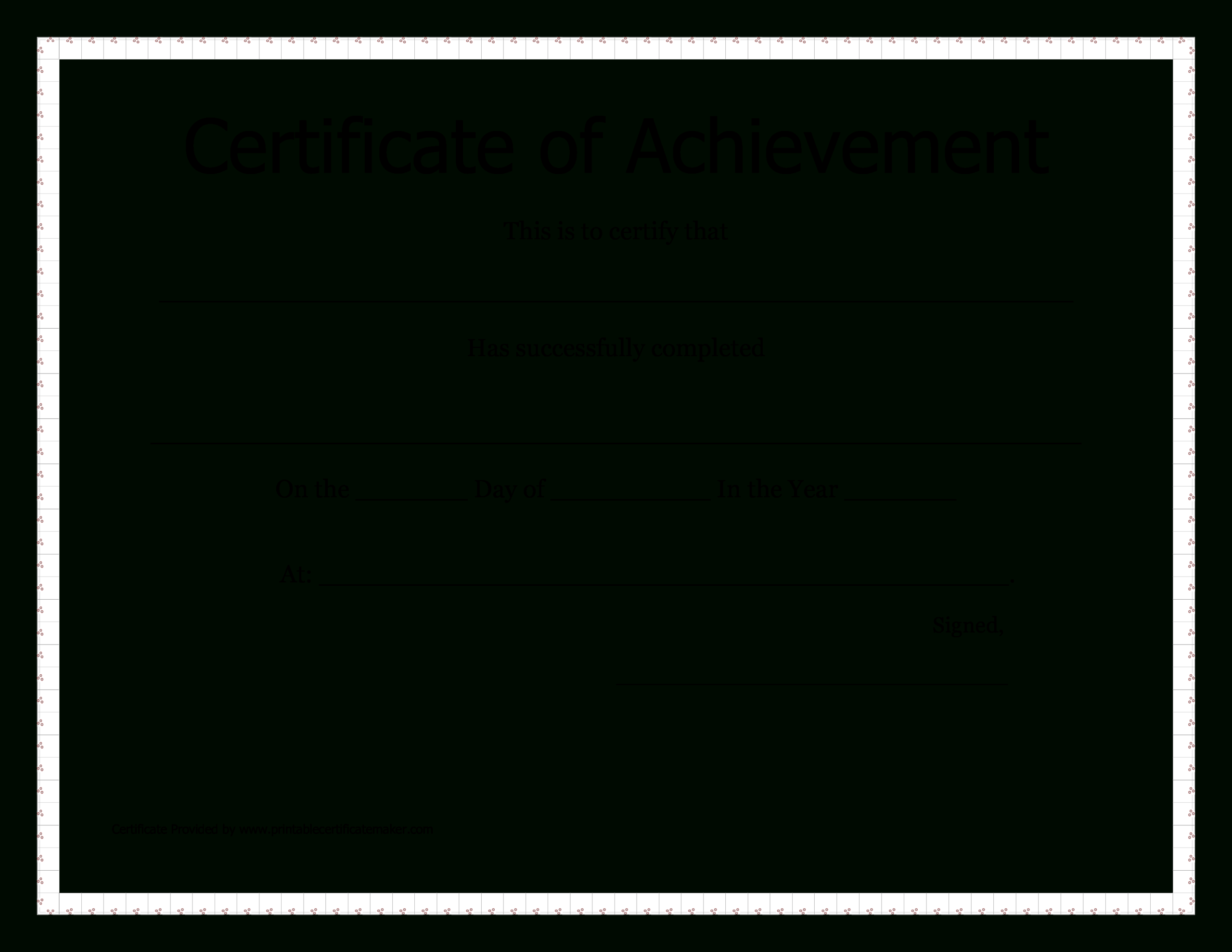 Printable Certificate Of Achievement | Templates At Inside Blank Certificate Of Achievement Template