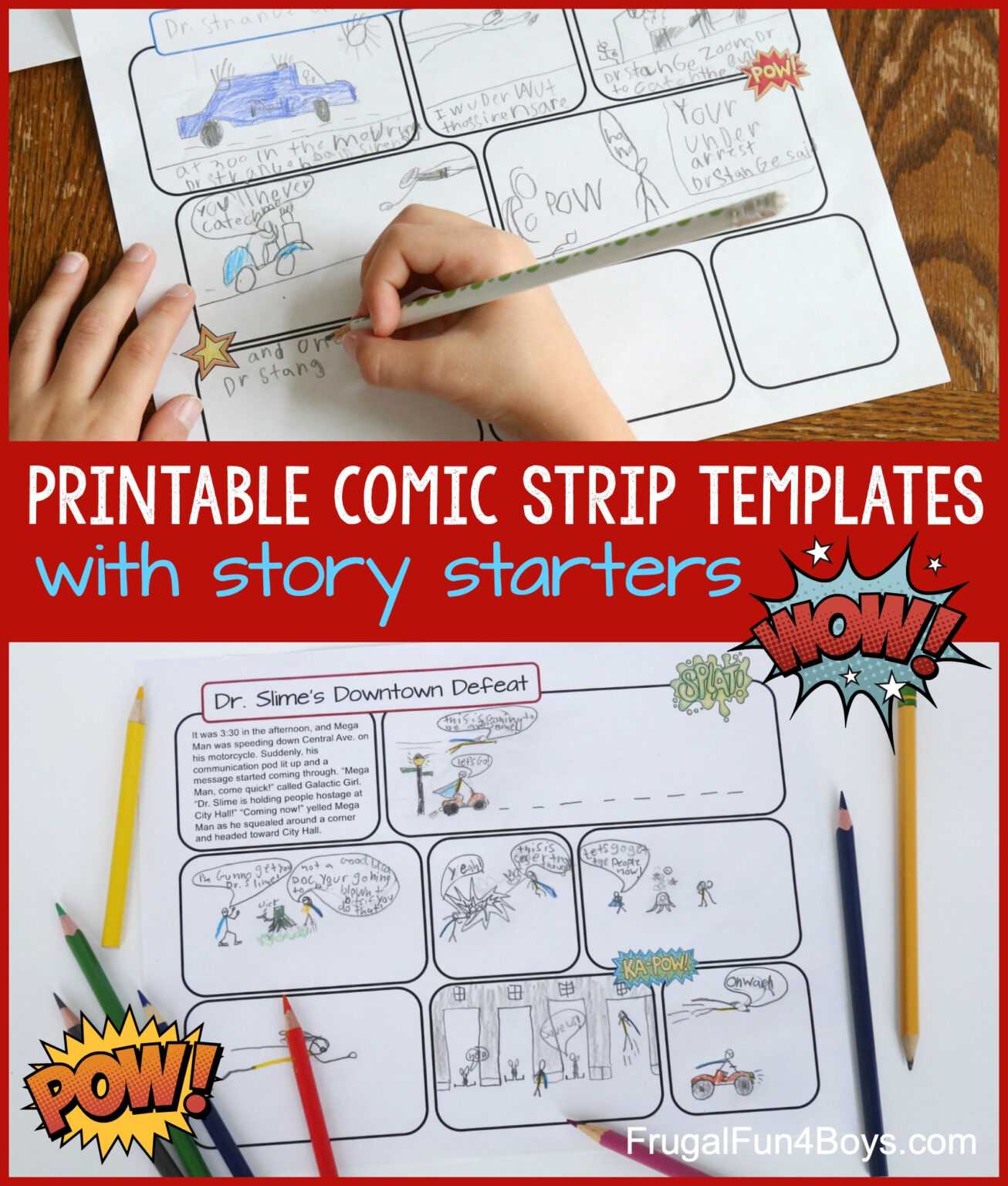 Printable Comic Strip Templates With Story Starters Frugal With 