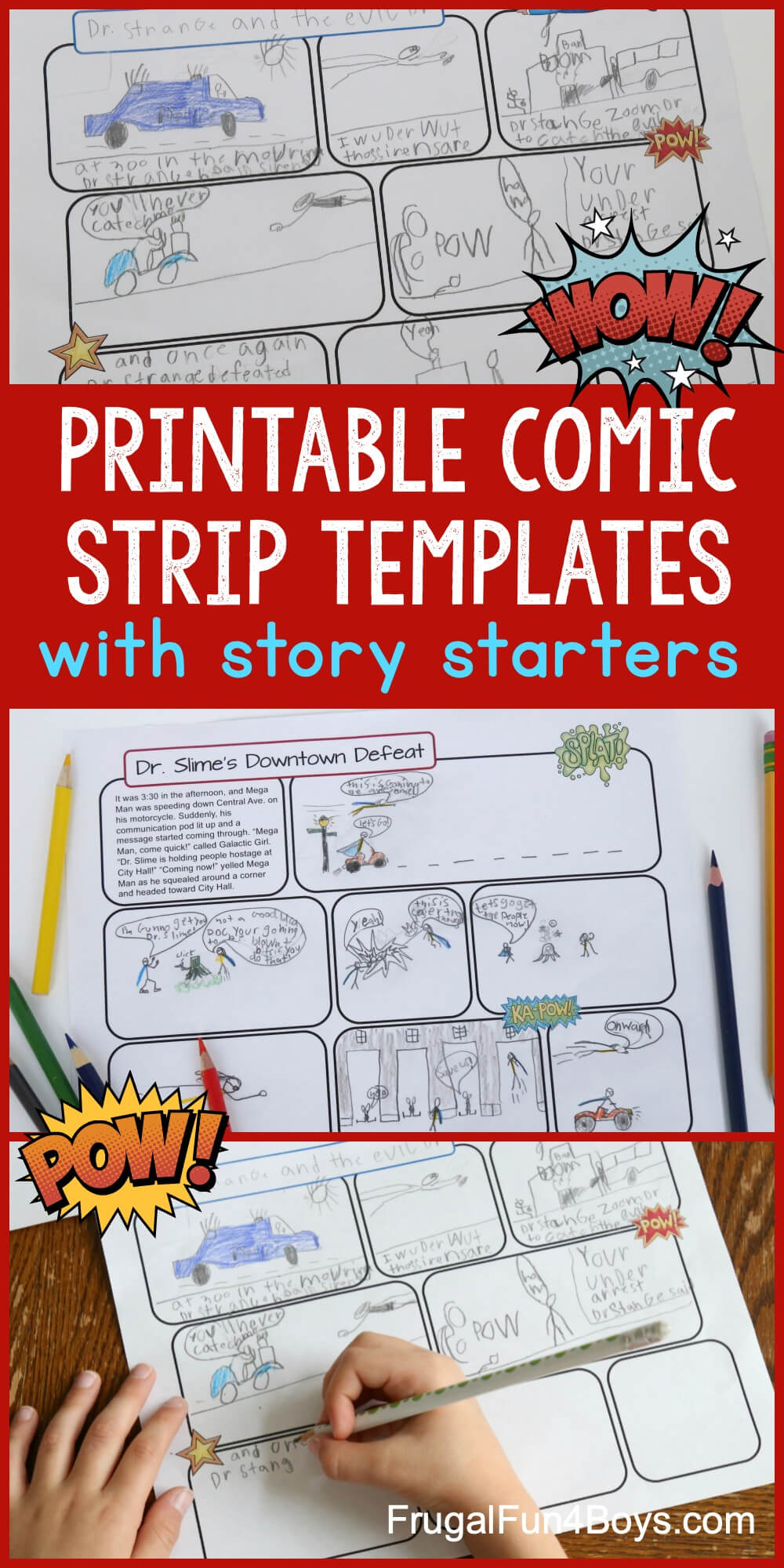 Printable Comic Strip Templates With Story Starters – Frugal With Regard To Printable Blank Comic Strip Template For Kids