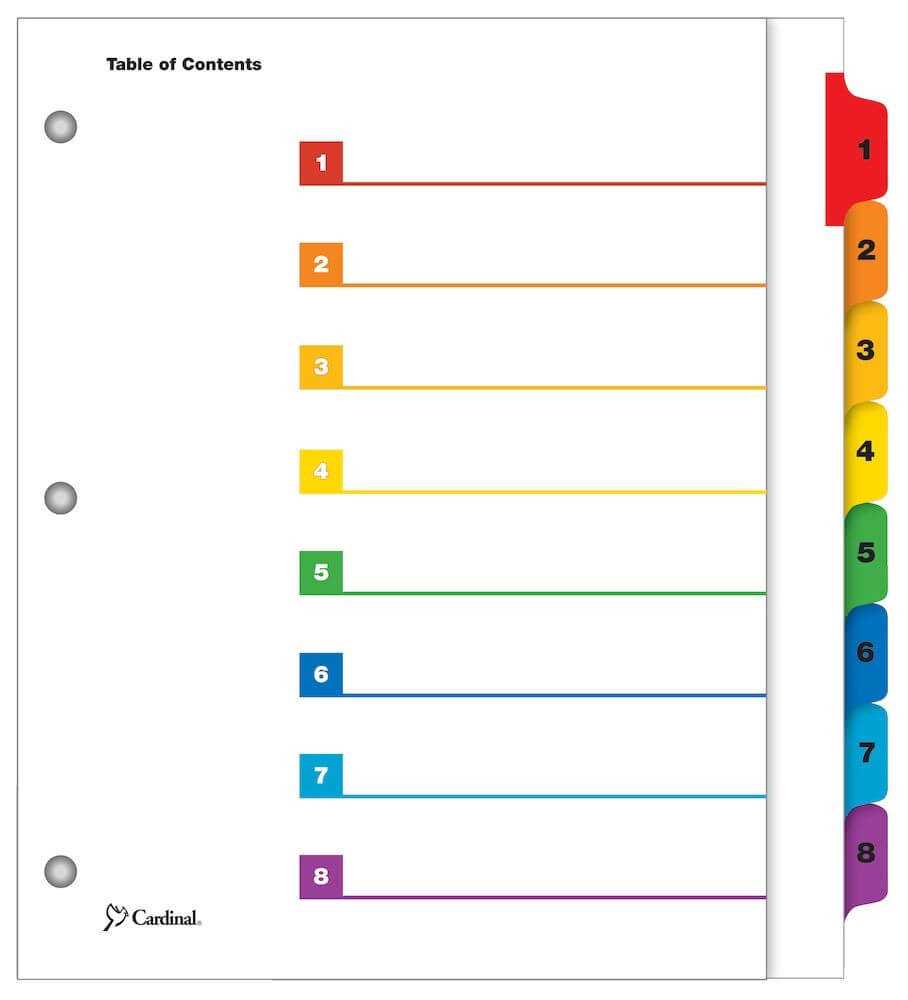 Printable Divider Tabs Template That Are Stupendous With 8 Tab Divider Template Word