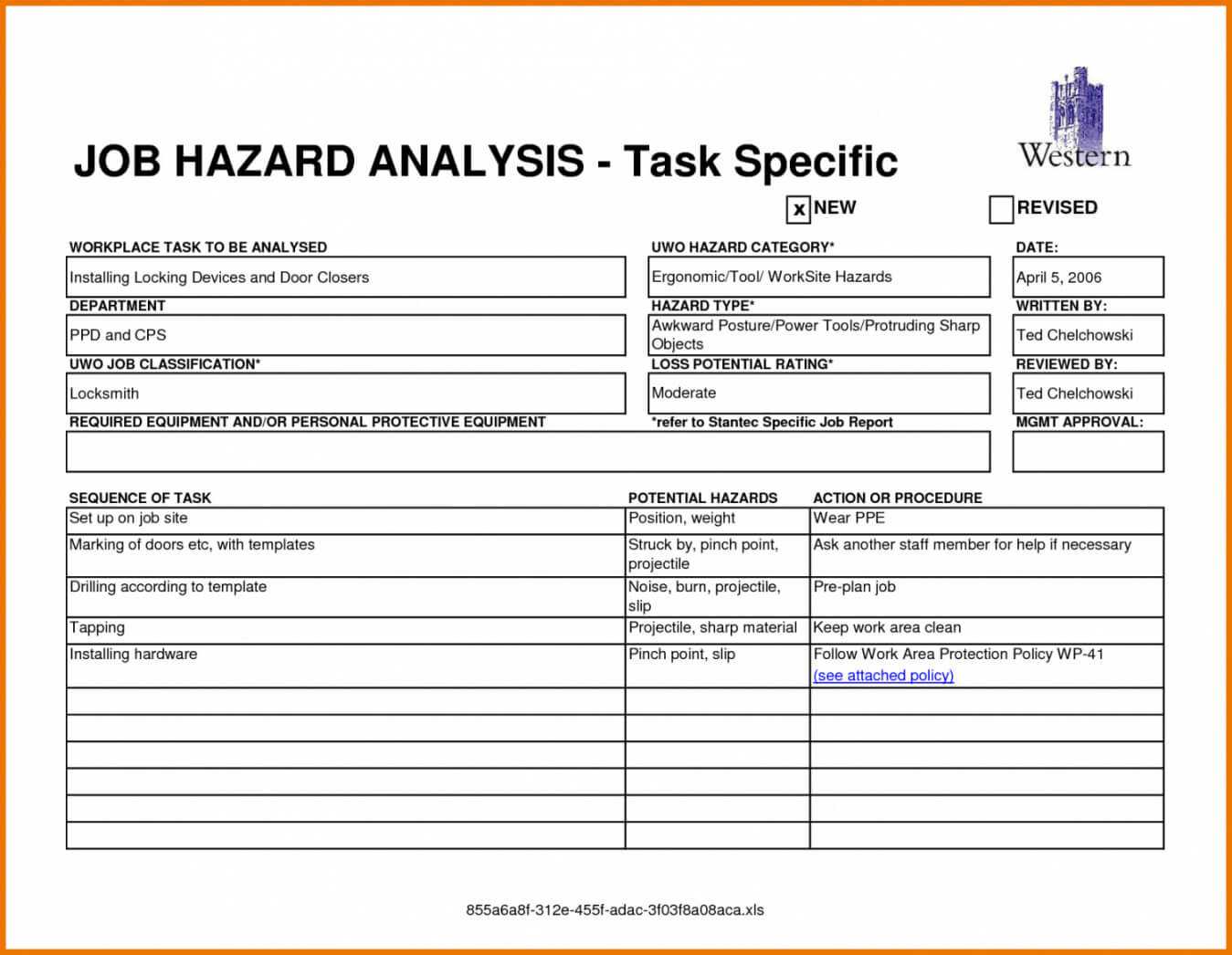 Printable Free Job Safety Analysis Form Free Printable Pertaining To Safety Analysis Report Template