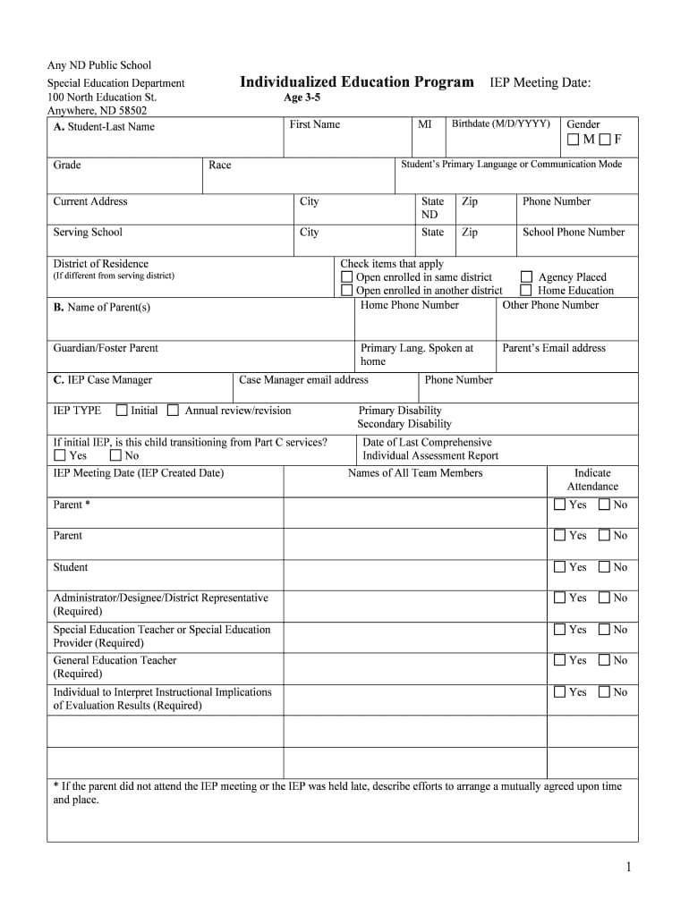 Printable Iep Templates Fill Online Printable Fillable For Blank My