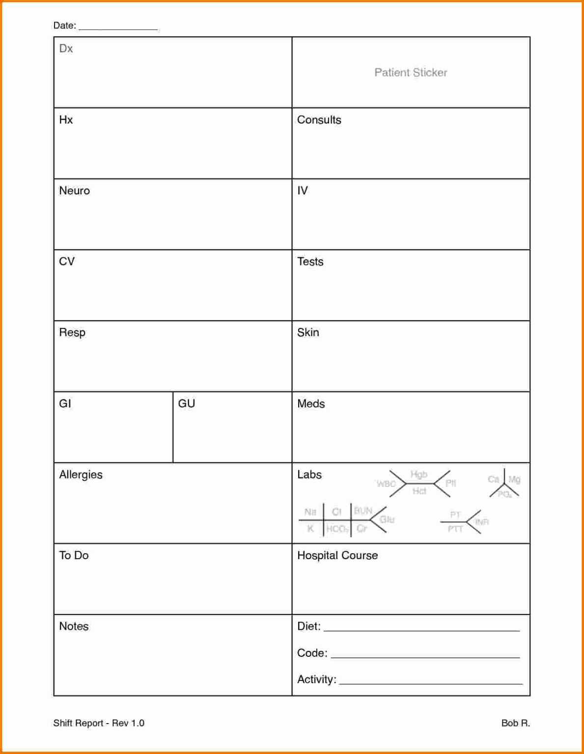 Printable Nursing Report Sheet Pdf Printable World Holiday