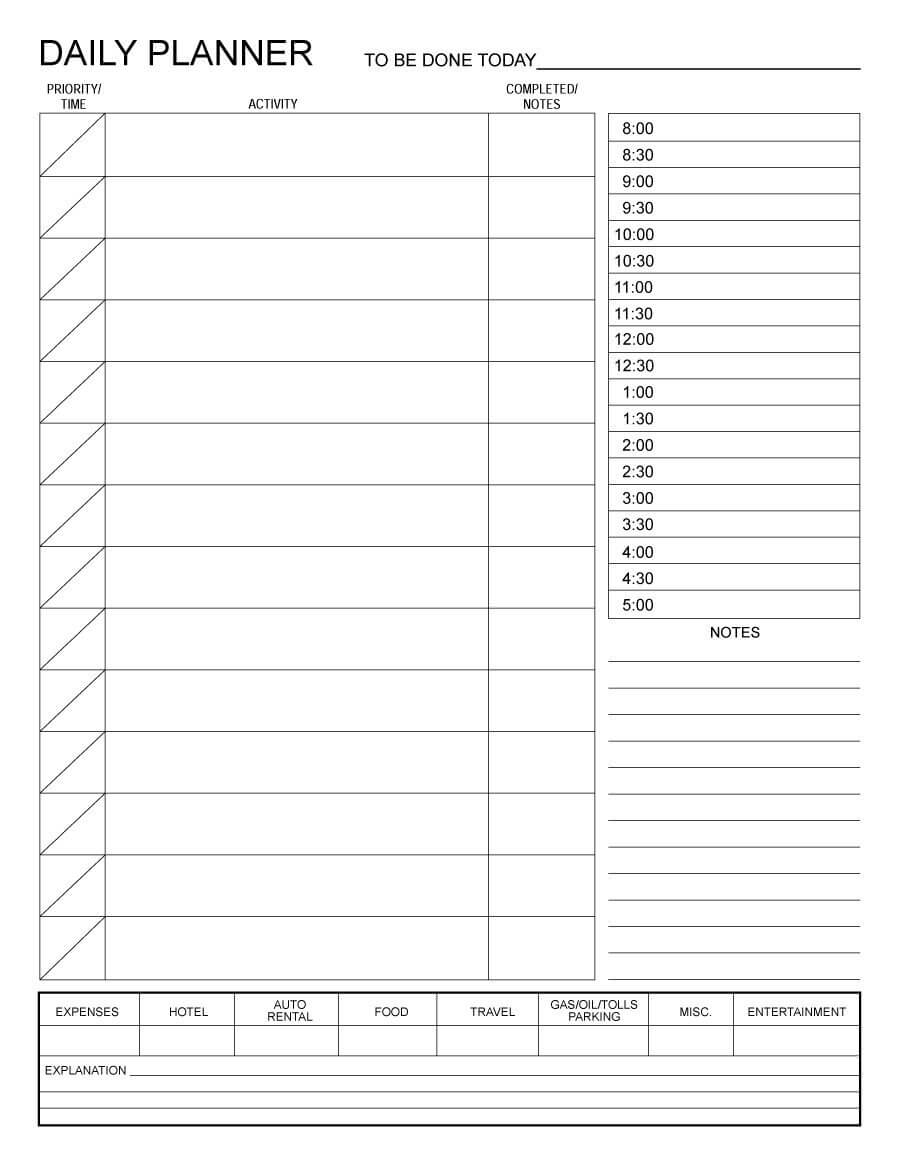 Printable Task Calendar – Colona.rsd7 Pertaining To Printable Blank Daily Schedule Template